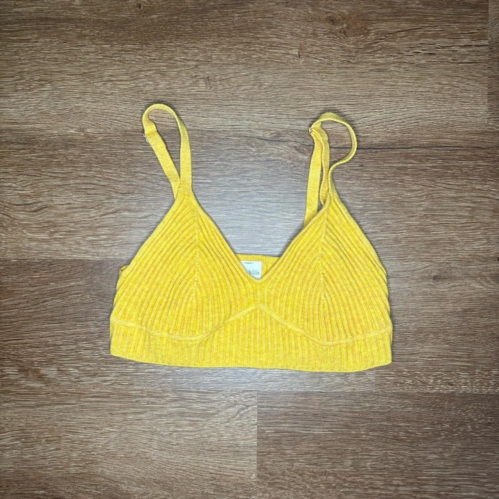 Yellow Knit Bralette Crop Top size M
